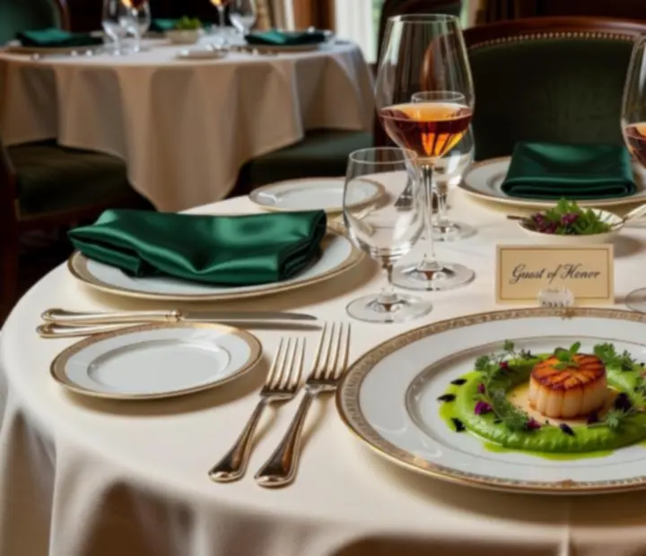 Gourmet degusztációs menü elegánsan megterített asztalon a Kerts Zalon étterem-kaszinóban