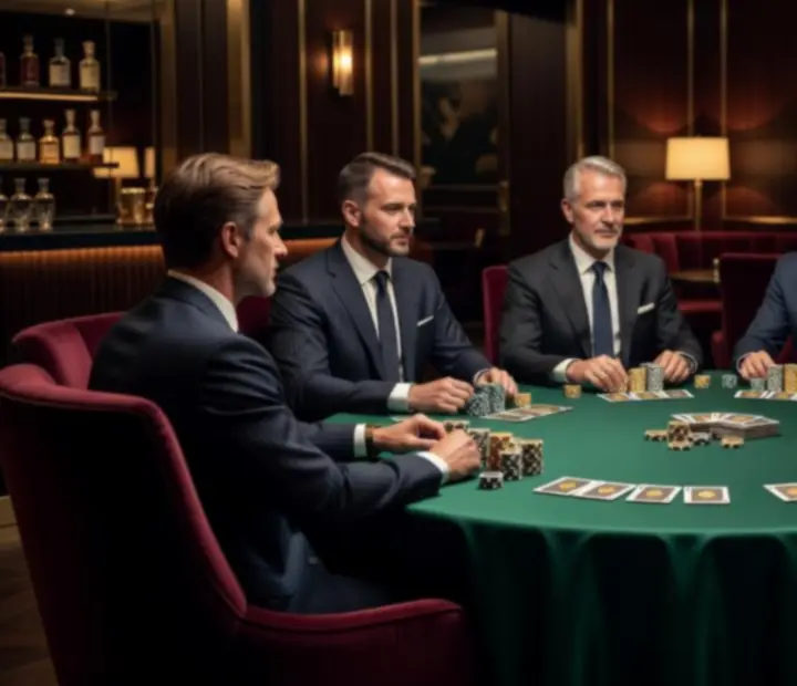 Elegáns, zöld posztós VIP kaszinóasztal zsetonokkal és kártyákkal